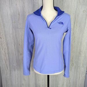 The North Face Womens XS Pullover 1/4 Zip Fleece Jacket Purple Lightweight